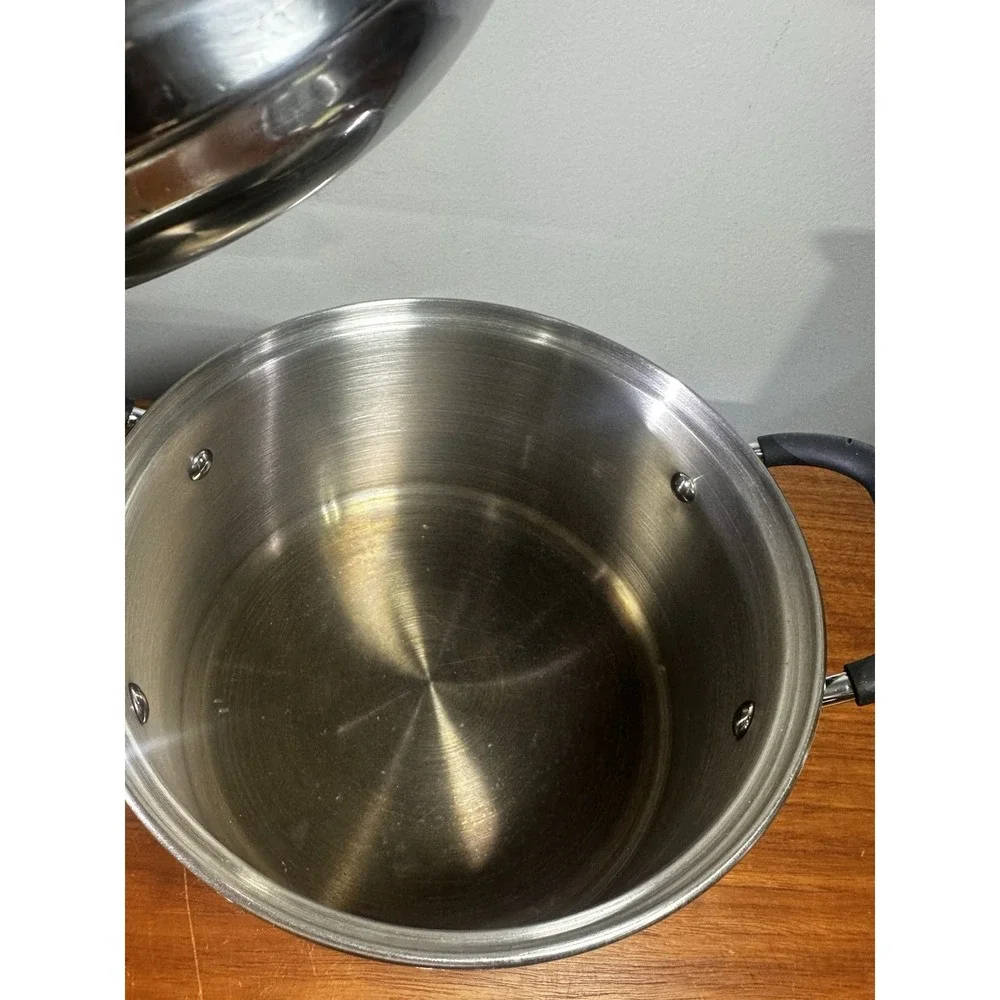 4 Pc TRAMONTINA Tri-Ply Base 3 Quart Stainless Double Boiler / Steamer w/Lid